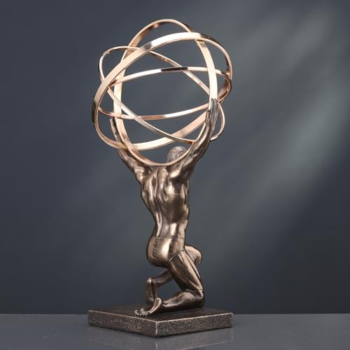 Veronese Design 9 Inch Atlas Carrying Celestial Sphere Statue Cold Cast Resin Antique Bronze Finish
