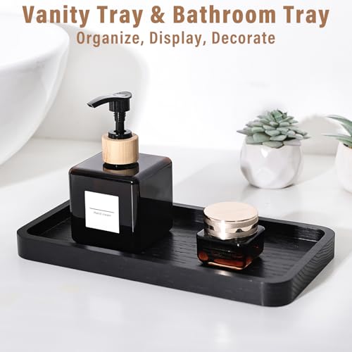 Wooden Bathroom Vanity Tray, 9.9" Small Bathroom Tray for Home Décor, Countertop Display, Jewelry Organizer, Candle Holder, Wooden Tray for Kitchen Counter，One-piece Red Oak Wood Cutting (9.9" x 5") - size: 9.8" x 5.1" x 0.8"