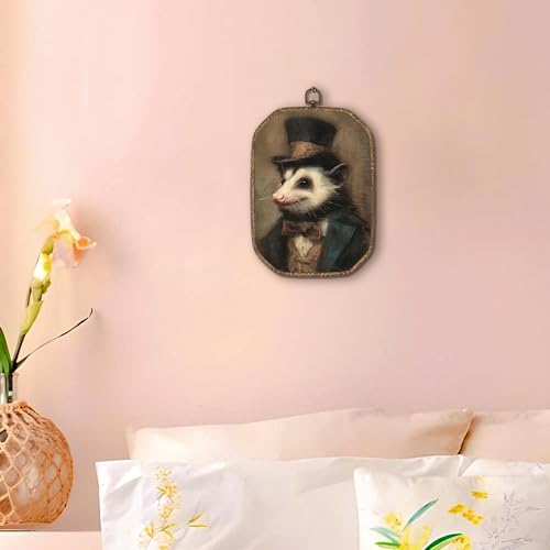 Hxlac Vintage Opossum Rectangular Wall Art Framed, Dark Moody Opossum Rectangular Wall Decor, Rustic Farm Animal Hanging Canvas Prints Wall Sculptures for Home Living Room Bedroom Decor, 7.1x10.2 Inch - color: victorian opossum-1