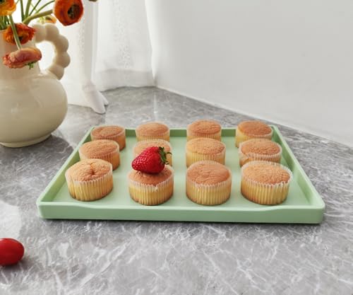 Green Serving Tray (11.8 x 8.7 inch) for Serving Accessory, Spa, Coffee, Drinks, Wine, Tea, Bar, Party, Seasoning, Perfume and Display Use. - color: Green-1 Tray, size: 11.8" x 8.7" x 0.8"