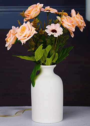 Ceramic White Small Vase, Dry Flower Vases Minimalism Style for Modern Table Shelf Home Decor, Fit for Fireplace Bedroom Kitchen Living Room Centerpieces Office Desk Gift (White, Small) - color: White, size: Small
