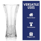 CS Crystal Vase 12-inch high, Water Ripple Design, for Flowers & Decor. Lovely Nice Shiny Piece. Perfect as a Gift, Suitable for All Occasions. - style: Water Ripple Design
