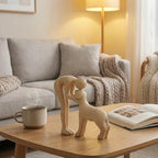 Dog Sculpture & Man Statue - Cute Home Decor Accents, Sandstone Dog Decor for Shelf, Office & Living Room, Thoughtful Memorial Gift for Pet Lovers