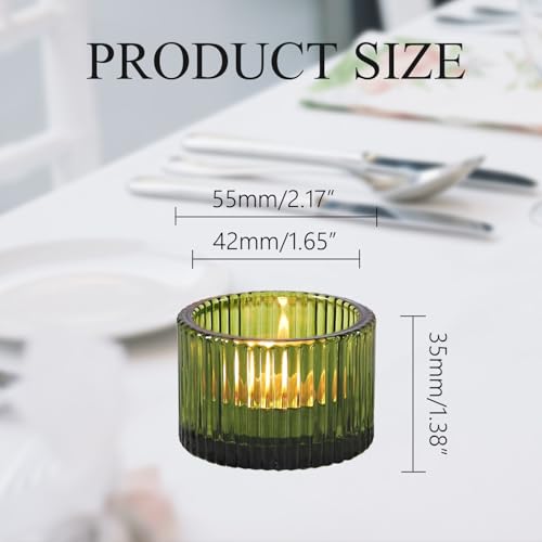 2 Pcs Tealight Candle Holder,Votive Candle Holders Glass Candle Holders Tea Lights Candle Holder for Table Centerpiece Decor Party&Home,Wedding Deco (Green) - color: Green