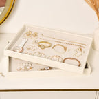 Beige Velvet Jewelry Tray for Drawers Black Jewelrys Display Tray Stackable Jewelry Organizer Trays for Necklace Bracelet Ring Watch (2 Pack) - color: Beige
