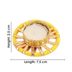 SATVIK 12 Pcs Round Chakra Metal Diya Festive Diwali Pooja Pujan Candle Tea Light Holder Oil Lamp Home Mandir Office Decoration Table Diya - size: Pack of 12