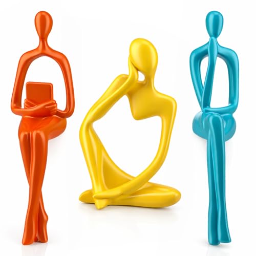 AceOrbit 3 Pcs Thinker Statues Mid Century Modern Decoration Thinker Sculptures Abstract Art Ornament Modern Aesthetic Figurine Decor Suitable for Home Bedroom Office Shelf Table Desk Bookshelf Decor - style: Thinker