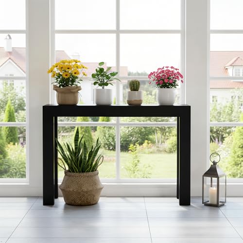 Plank+Beam Modern 46 Inch Console Table, Solid Pine Wood Entryway Table, Narrow Sofa Table for Hallway or Living Room, Black - color: Black, size: 46 Inch