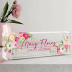 Personalized Desk Name Plate - Custom Gifts for Professionals & Employees - color: Flower 1