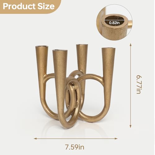 Antique Brass Candle Holder, Iron Taper Candle Holders, Vintage Cast Iron Decorative Candle Stands, Tall Candle Holders for Wedding, Dining Table, Home Decor - color: Golden