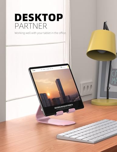 Lamicall Tablet Stand Adjustable, Tablet Stand : Desktop Stand Holder Gifts Compatible with Tablet Such as iPad 2018 Pro 9.7, 10.5, Air Mini 4 3 2, Kindle, Nexus, Tab, E-Reader (4-13'') - Rose Gold - color: Rose Gold