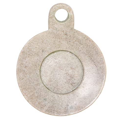 Creative Co-Op Hand-Carved Marble Dish with Handle, Beige - color: Beige, size: 7.5" x 6"