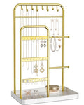 pickpiff Jewelry Holder Stand: Jewelry Display for Necklace, Bracelet, Earring, Ring, White & Gold - color: Gold