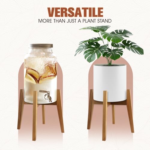RAINBLELAND Indoor Plant Stand, Mid Century Modern Plant Holder, Pot Stand for Large Plants, Stable Wood Planter Stand for Indoor Outdoor, Fit 11 Inch Pots - color: 11" acacia wood