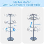 Jewelry Rotating Rack with 12/15/18 Hooks Chrome Necklace Keychain Display Organizer Stand 3 Tier for Boutique Countertop Use - size: Length-Incremental Style - 45 hooks