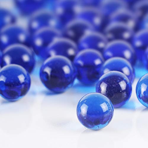 CYS EXCEL Cobalt Blue Glass Marble Gemstone Vase Filler (1 LB) | Multiple Color Choices Aquarium Marble Beads | Decorative Mosaic Gem Pebbles (Approx. 80-93 PCS) - color: Cobalt Blue, size: 1 LB