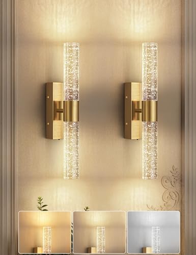 JOFIOS Battery Operated Wall Sconce Set of 2,3CCT,Dimmable,10400mAh,Gold Modern Rechargeable Wall Sconce with Remote,Wireless Wall Lights for Bedroom,Living room,Hallway(15.3 inch) - color: Gold