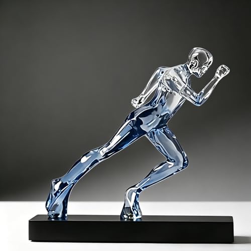 AWNR Handmade Gold Abstract Statue- Exquisite Resin Figurine for Modern Home Decor Living Room Shelf Office Decorations, Perfect for Bookshelf, Desk, and TV Stand Accents. (Transparent Blue) - color: Transparent Blue Runner