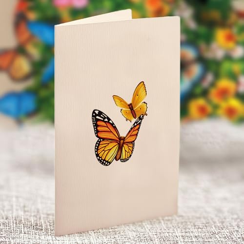 Freshcut Paper Pop Up Cards, Mini Buttercups & Butterflies, 6 Inch Life Sized Forever Flower Bouquet 3D Popup Greeting Card, Birthday Cards, Thank You Card, Blank Notecard & Envelope - color: Butterflies & Buttercups, size: Mini