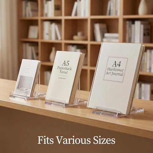 Acrylic Bookends Set – 10 Pieces, Durable Transparent Book Stand for Home & Office, Modern Book Holder Organizers, Space-Saving Design, Clear Color