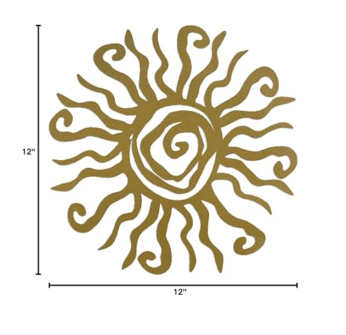 Riverside Designs Wacky Sun Metal Wall Art Indoor/Outdoor Decor - 18" Gold Rust Proof Wall Sculpture - Made in USA - Ideal for Bedroom, Garden, Home, Patio and Farmhouse - color: Gold, size: 18"L x 18"W
