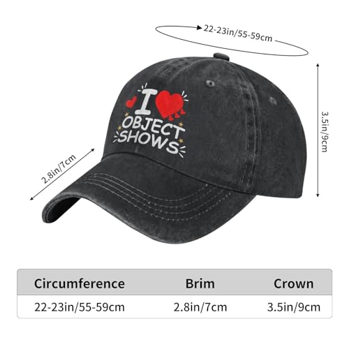 I Love Object Shows Caps for Men Object Shows Mens Baseball Hats - color: Black