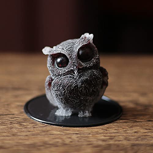 OwMell Owl Statue Tumbled Stone Gemstone Owl Figurine Home Decor Shelf Decor 2.5" - Garnet - color: Garnet