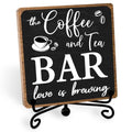 Toerifer Coffee Bar Decor, Funny Coffee Sign, Wooden Table Display, 5x5 Inches, Black, Rustic - style: coffee sign 01