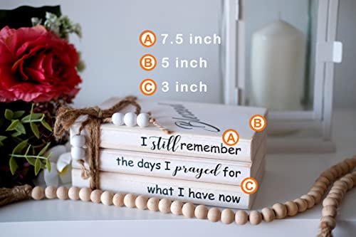 LIVDUCOT Wooden Decorative Books Stack for Coffee Table Faux Book Stack for Decoration I Still Remember the Days I Prayed Modern Farmhouse Decor White Book Decor for Shelf Mantle 7.5x5x3' - color: Prayed