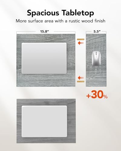 Pipishell C-Shaped Side Table, C Table for Sofa with Two-Piece Desktop & Metal Frame, Large Surface End Table for Living Room, Bedroom, Bedside, Rustic Design, Grey - color: Grey