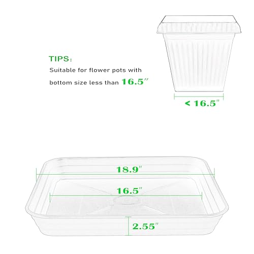 2 Pack Square Plant Saucer Tray 18 inch, Heavy Duty Plastic Plant Saucers for Indoors Outdoor, Flower Plant Drip Trays for Pots, Square Seed Starting Tray, Seedling Growing Trays - color: Black, size: 18"-2 Pack