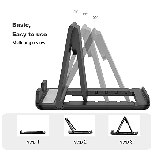 Kemoxan 2 Pack Portable Cell Phone Stand Holder for Desk, Foldable Pocket-Sized Mount, Universal Adjustable Desktop Mobile Phone Kickstand Compatible with iPhone IPads Kindle Android Black & White - color: 2 Pack