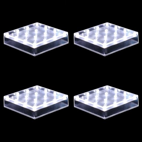 LARDUX Pack of 4 Led Light Base - 5 inch Square Lights Display Stand for Effiel Tower Vase Crystal Glass Art LED Pedestal Base - Charging USB or Battery Powered - size: 5-inch led base