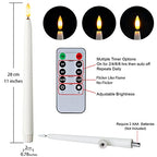 Homemory 11 inches Waxy Battery Operated Taper Candles with Remote Timer Dimmer, 6 Pcs Flameless Taper Candles with Flickering Flame, White Candlesticks Battery Powered for Ceremony Memorial Decor - style: Traditional - White 11"