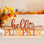 COCHIE Metal Hello Pumpkin Sign, Orange Fall Decorations for Home, Office, Shelf, Mantel, Indoor, Autumn Pumpkin Decoration, Hello Fall Decor (Autumn A) - style: Autumn A