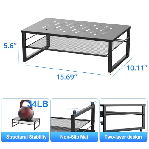 gianotter Desk Organizers and Accessories, 2-Tier Metal Monitor Stand Riser, Desk Organizer for Monitor, Office Desk Storage Organizer for Office Supplies (Black) - color: Black