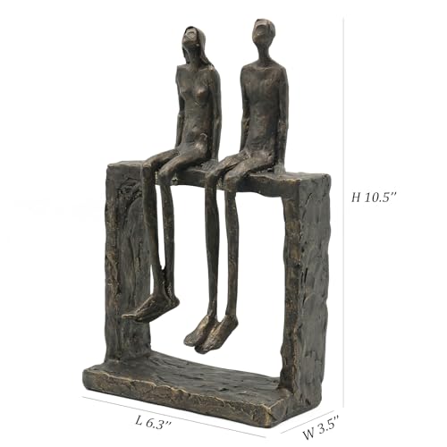 Lukitas Abstract Couple Statue Home Decor - Handcrafted Decorative Ornament for Living Room Office, Bronze Color, Resin