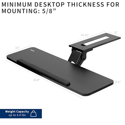 VIVO Adjustable Computer Keyboard and Mouse Platform Tray, 34 x 10 inch Ergonomic Under Table Desk Mount Drawer Underdesk Shelf, Black, MOUNT-KB36B - color: Black, size: 34"