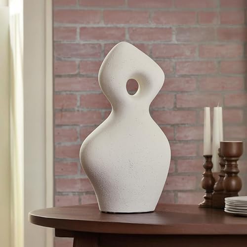 Signature Design by Ashley Arthrow Modern 14 in. Ceramic Abstract Sculpture, White - size: 8.13" W x 5" D x 14.75" H