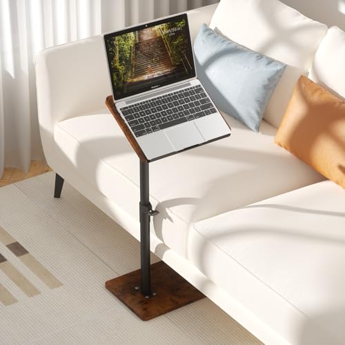 YUHFERA Sofa Armrest Tray Table for Couch - 360° Swivel Height Adjustable End for Small Spaces, Snack Side Table for Bed or Chair with Phone & Tablet Slot (Rich,Angle Adjustable) - color: Rich, size: Angle Tilt