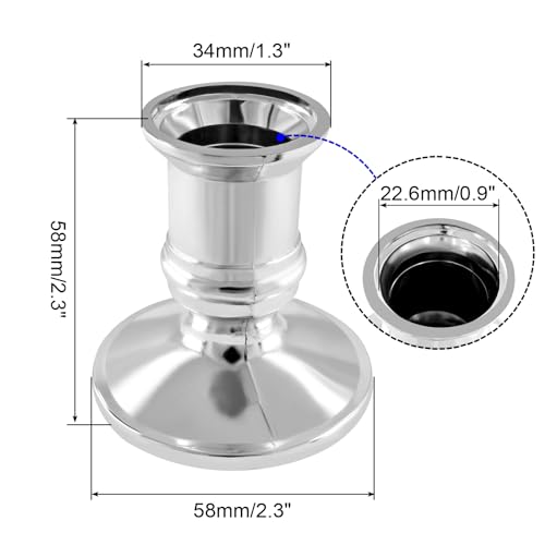 Waziaqoc 24Pcs Silver Taper Candle Holders, Plastic Candlestick Holders Only for Flameless LED Candle Decorative Pillar Candle Holder for Christmas Wedding Anniversary Dinner Party - color: Silver