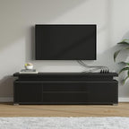 Rolanstar TV Stand with Power Outlet & LED Lights, Modern Entertainment Center for 32/43/50/55/65 Inchs TVs, TV Table, Universal Gaming LED TV Media Stand with Large Storage Cabinet, Black - color: Black