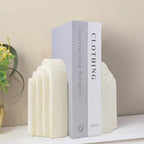 Book Ends for Shelves, Decorative Bookends Modern Resin Non-Slip Bookends Stopper Holder Stand for Office, Library, Home Decor Set of 2 (Beige)