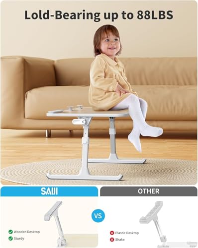 Laptop Desk for Bed, SAIJI Lap Desks Bed Trays for Eating Writing, Adjustable Computer Laptop Stand, Foldable Lap Table in Sofa and Couch（20.5x11.8 Teak - color: Teak, size: 20.5 x 11.8 In
