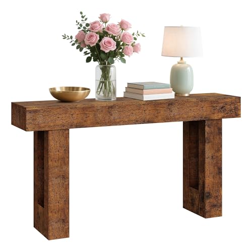 GarveeTech 63" Console Table for Entryway, Narrow Sofa Table Behind Couch, Wooden Hallway Table for Living Room, Foyer Entry Table - color: Brown-63 Inches