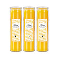 KONNI 2x8 Inch Yellow Pillar Candles in Glass Set of 3, Devotional Prayer Candle, Unscented Religious Candles, 105 Hours Emergency Long Burning, Ideal for Memorials, Vigil, Blessing - color: Yellow
