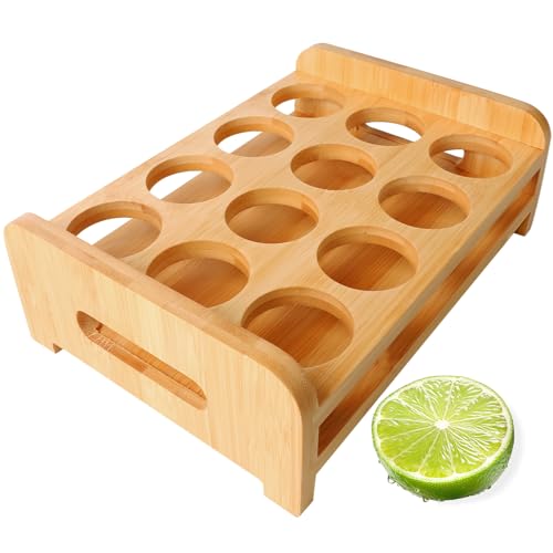 INFTYLE Shot Glasses Set Shot Glass Tray Holder with 12 Holes Serving Stand Organizer for Tequila Whiskey Brandy Vodka Rum Party Club Bar Home Spirit Tasting Gift (Only Tray, Cups Not Included) - style: 3x4 short