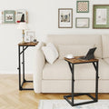 5-Level Adjustable C-Shaped End Table, Small Side Table for Couch, Sofa TV Tray Table for Living Room, Bedroom, Bedside ET-ZA-BRW1 - color: Rustic Brown