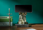 King's Guard Leader Cloak Warrior Knight Pen Holder Mobile Phone Stand, Ornament Knight Statue, Pen Stand Paperweight for Office and Home (Bronze) - color: Bronze
