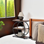 LITTLE TREE End Table, 3-Tier Side Table, Slim Sofa Side Table for Living Room, Tall Bedside Table Nightstand for Bedroom, Rustic Brown and Black - color: Rustic Brown